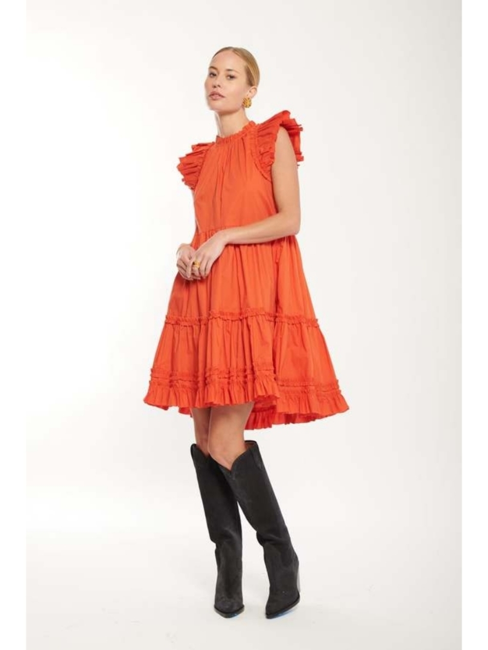 Ulla JohnsonJoan Tiered Ruffle Mock Neck Dress Size M‎ (6)